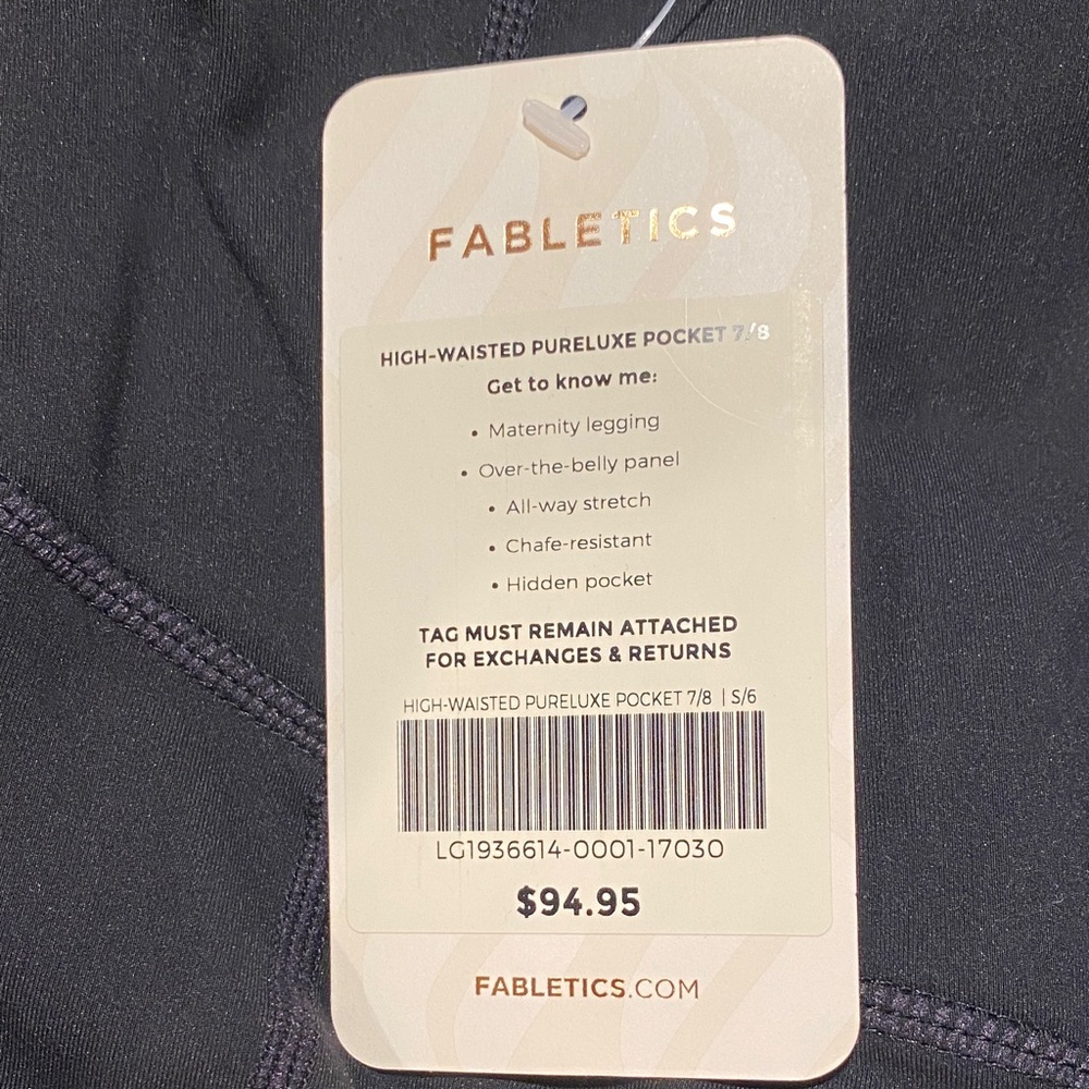 Fabletics Black High-Waisted PureLuxe Leggings Size 6 Small NWT - Picture 2 of 6